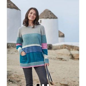 Woolovers Crew Neck Color Block Pocket Tunic